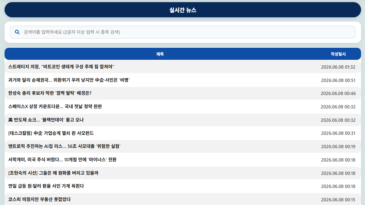 실시간뉴스 화면